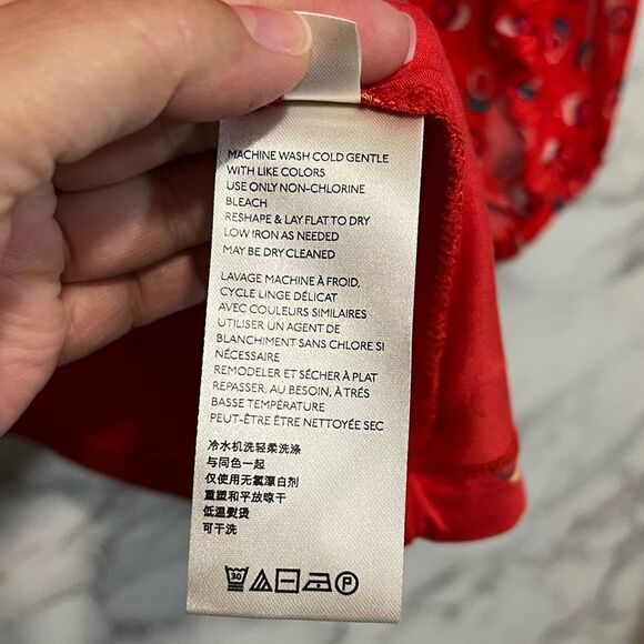 Maeve Jacquin Peasant Blouse Sparkle Ruffle Top Tangerine Size S - Picture 9 of 12